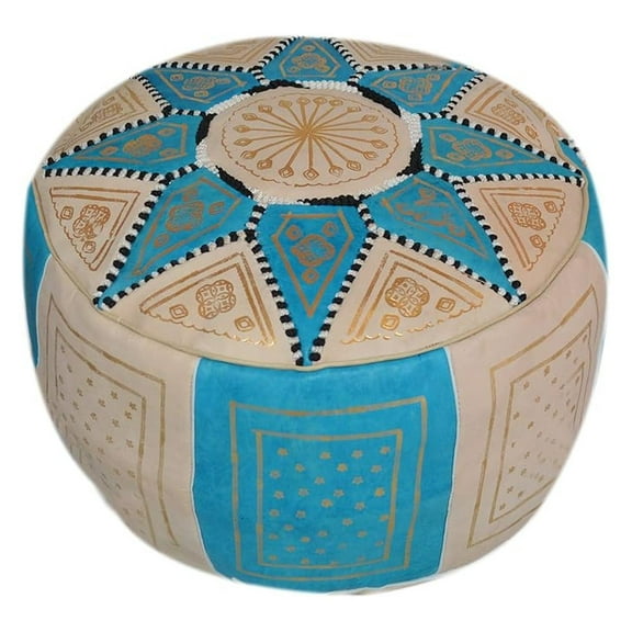 Moroccan Pouf Ottoman Footrest Hassock Handmade Leather Comfortable Unstuffed