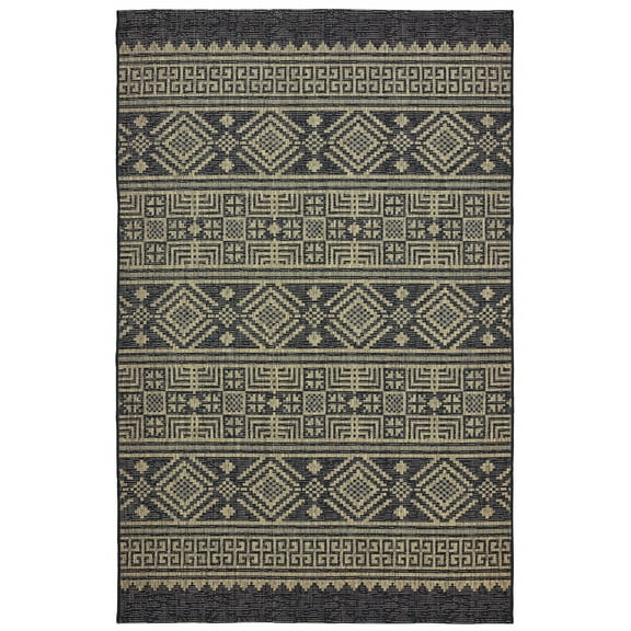 8’ x 10’ Black Geometric Indoor Outdoor Area Rug