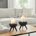 thumbnail image 2 of Danya B. Molta Modern Black Metal Bold Pedestal and Glass Pillar Votive Candle Holder - Small, 2 of 11