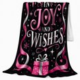 thumbnail image 2 of Wrapped Joy Holiday Wishes Typography Christmas, Festive Holiday Scene, Warm Flannel Blanket for Living Room and Reading Nook, Art Lovers Christmas Gift, Festive Home Decor, 2 of 9