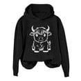 thumbnail image 2 of Royisotas Women's Hoodies Cow Print Fall Hooded Sweatshirts Casual Long Sleeve Retro Pullover Super Soft, 2 of 3