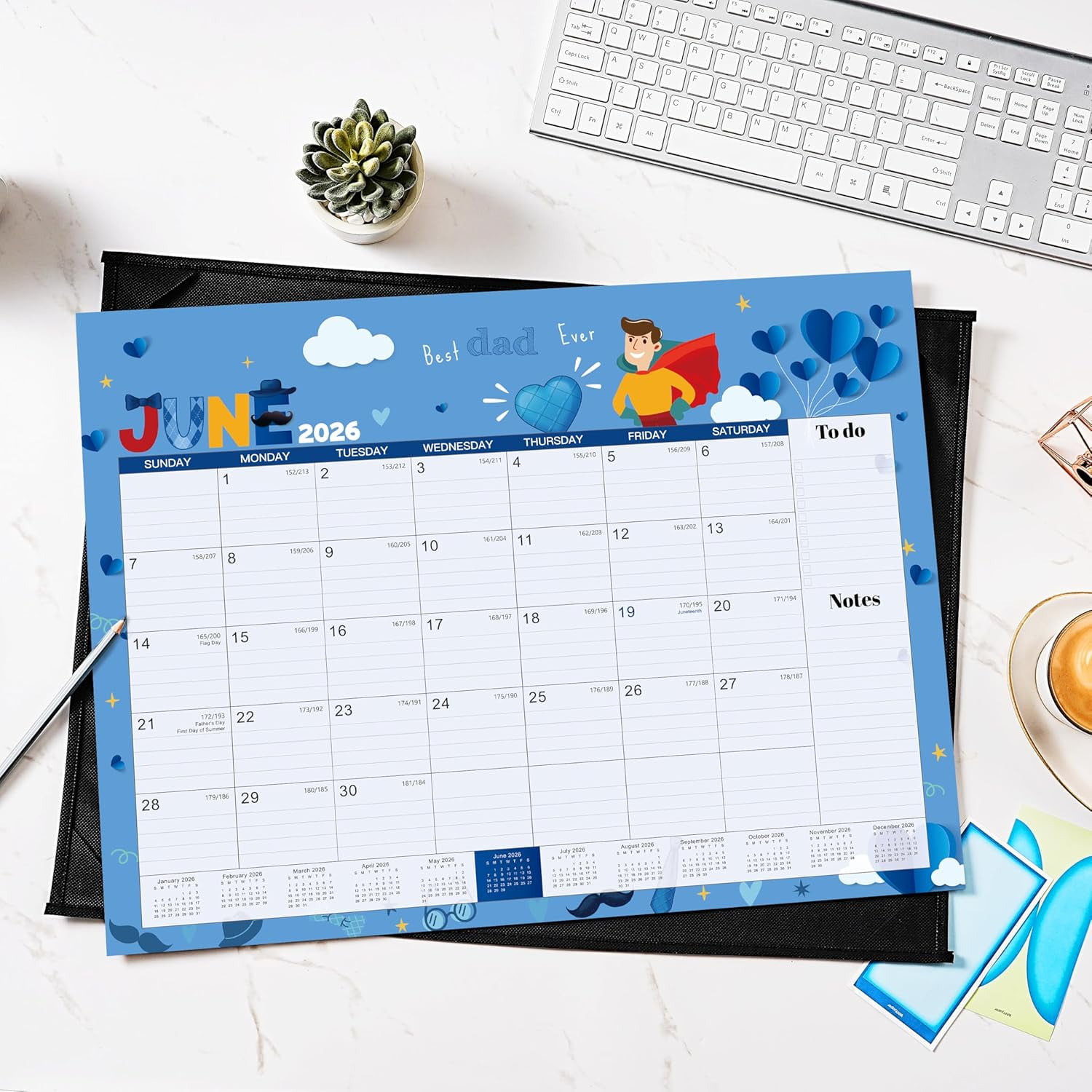 2026 Desk Calendar - Large Desk Calendar 2026, Jan.2026 - Dec.2026, 22" x 17", 2026 Calendars with Corner Protectors + Large Ruled Blocks, To-do & Notes, 12 Different Themes
