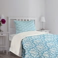 thumbnail image 5 of Ambesonne Damask Quilted Bedspread Set 2 Pcs, Blue White Old Garden Print, Twin Size, Sky Blue White, 5 of 6