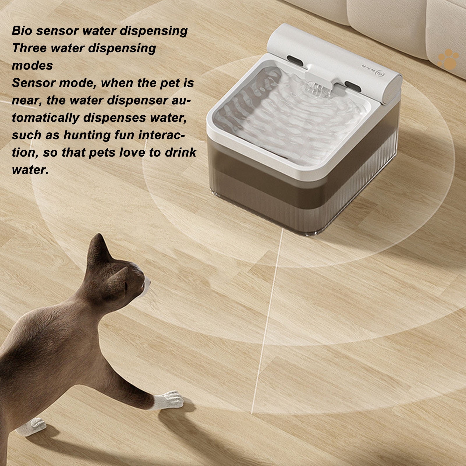 Suodoka Automatic Cat Water Fountain 4L 135 oz Capacity Multi-functional Quiet Infrared Induction Running Water Pet Dispenser for Cats and Dogs Indoor Use Gray Basic Edition
