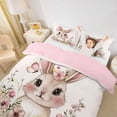 thumbnail image 2 of Erosebridal Kids Easter Cartoon Rabbit Queen Duvet Cover Set,Boys Girls Pink Flowers Butterfly Bedding,3 Pieces,No Comforter,Pink Reversible, 2 of 6