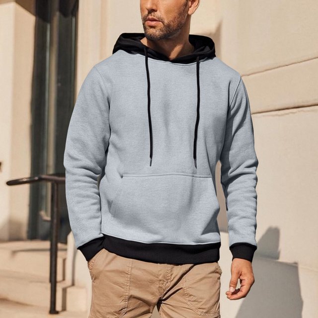 pstuiky Camisas para hombre de manga larga, Blusa de manga larga con capucha y cordón de color liso para hombre salir tops l