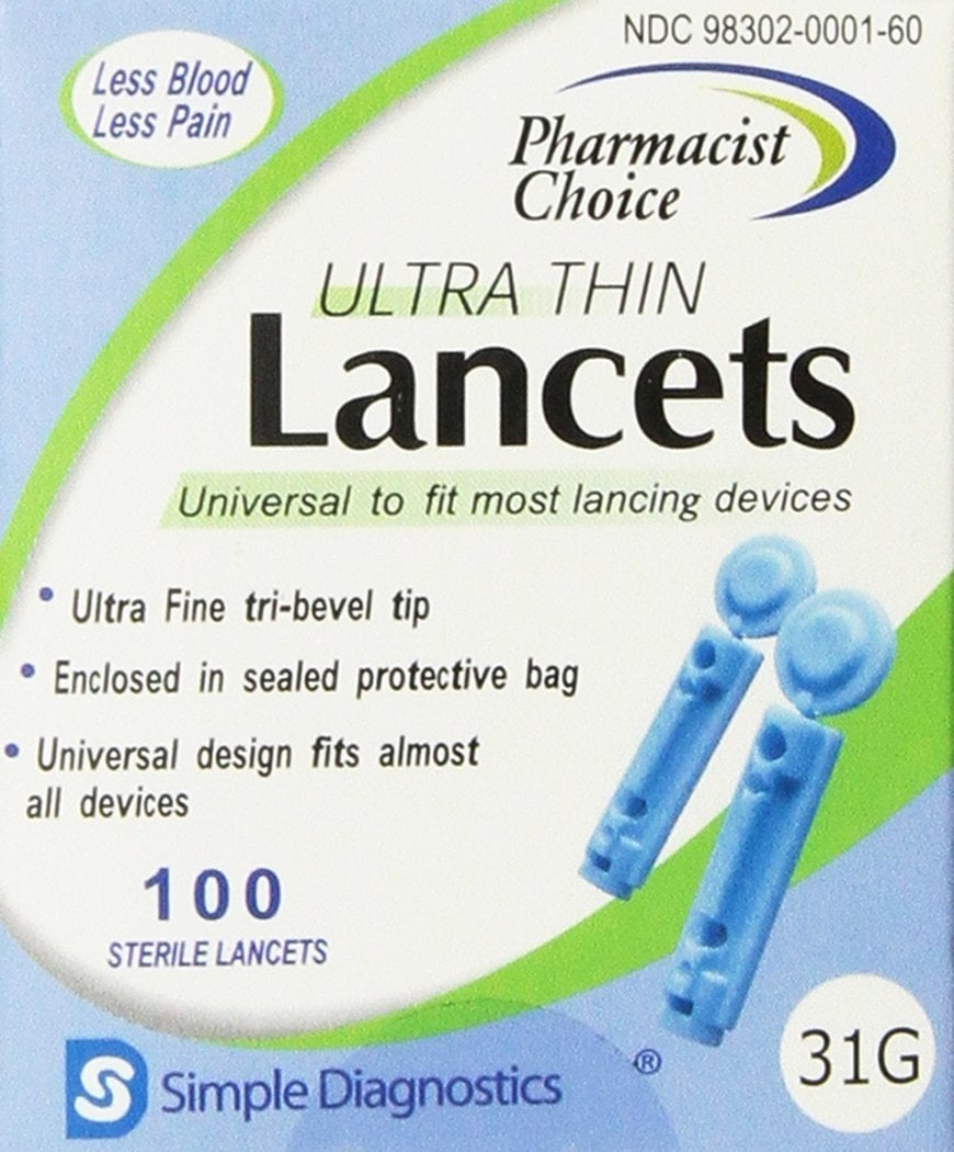 Ultra Thin Design Sterile Lancets Easy Twist & Pull Cap Less Pain, 100ct