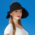 thumbnail image 7 of HONHUZH Summer Hats Womens Wide Brim Sun Hat Foldable Ponytail Hole Summer Beach Travel Cap, 7 of 7