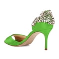 thumbnail image 4 of XYD Women Bejeweled Heel Open Toe D'Orsay Stiletto Heels Satin Pumps Sparkling Crystal Bridal Wedding Shoes Size 7 Green, 4 of 4