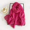 thumbnail image 2 of LSQii Scarf for Women Lightweight Solid Color Cotton Linen Scarves Oversize Long Retro Shawl Wrap Fashion Clothing Accessories Spring Summer Hot Pink, 2 of 5