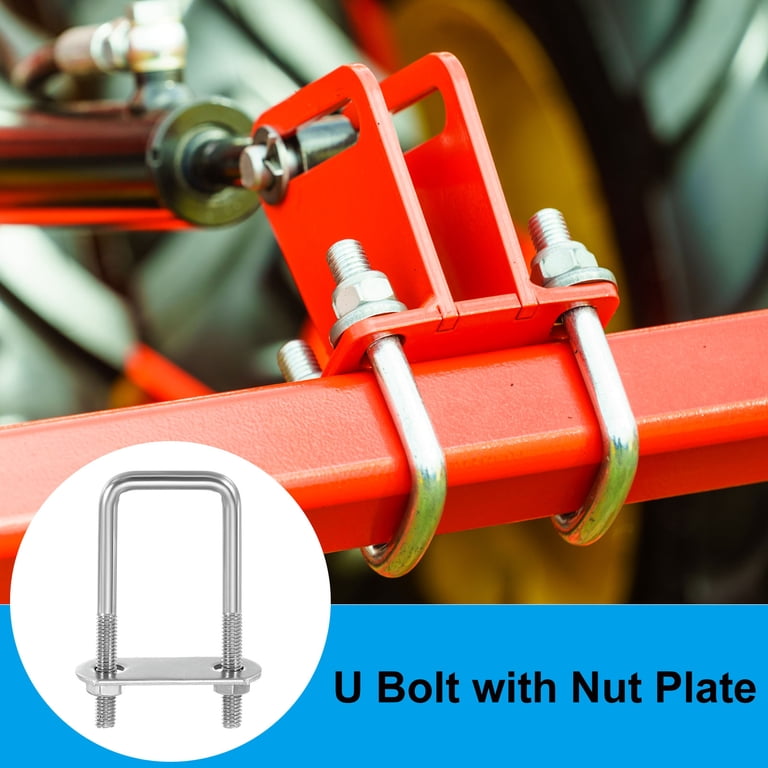 Uxcell Square U-Bolts 2-Pack – 1.18" Inner Width, M6 Thread, 304 Stainless Steel With Nuts & Plates For Boat Trailer & Pipe Fastening