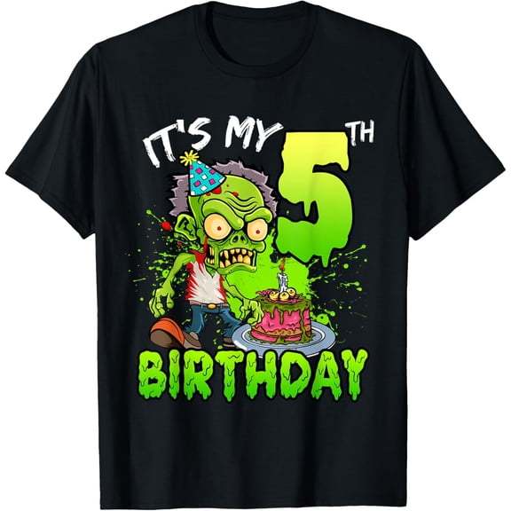 Velto It's My 5th Birthday Zombie Lover 5 Year Old Boys Girls T-Shirt All Size S-5XL