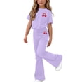 thumbnail image 2 of Auroural girls clothes girls 2 piece sets Children's Summer Print Short Sleeves Shirts Long Pants Two Piece Set Kids, 2 of 6
