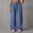 thumbnail image 2 of LUVDA Women's Corduroy Wide Leg Pants Drawstring Elastic Waist Lounge Trousers with Pockets, 2 of 9