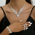 thumbnail image 2 of Top-keivon Rhinestone Bridal Wedding Jewelry Set Silver Crystal Necklace Earrings Sets Formal Costume Jewelry for Women and Brides, 2 of 7