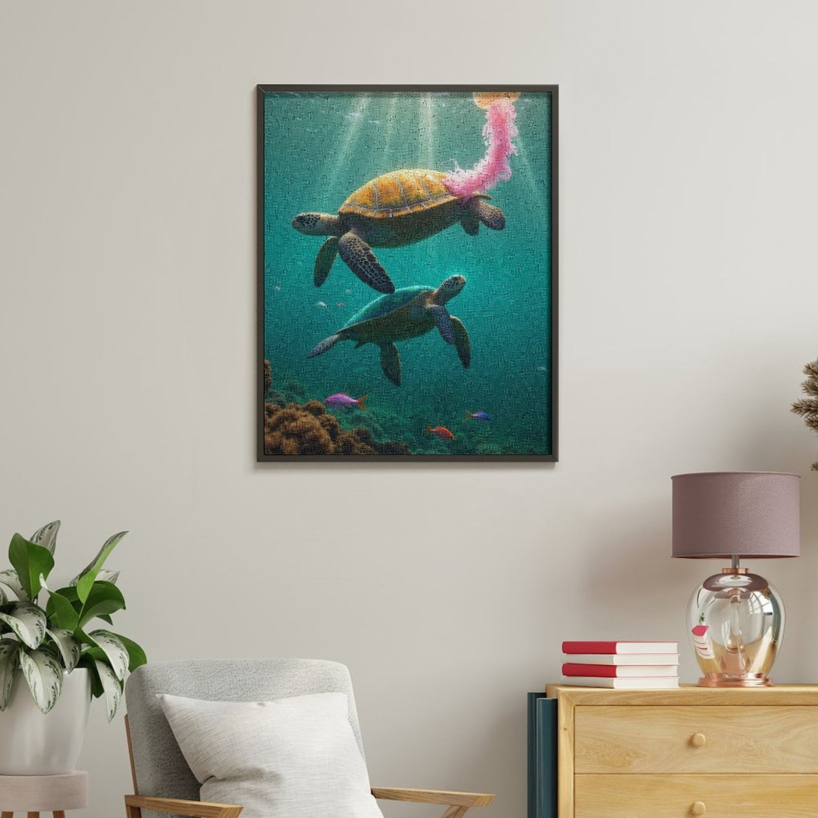 Paint by Numbers Kit for Adults, Sea Turtles Jellyfish Ocean Scene Paint by Numbers, Easy Paint by Numbers Kit for Adults Beginner, DIY Adult Paint by Number Kits on Canvas, Home Decor