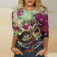 thumbnail image 5 of Tbopshirt 3/4 Sleeve Tops for Women,Mardi Gras Clothing,Women Gifts for Hers Casual Shirts Pullover Loose Tunic Tops Print Blouse,Womens Tops, 5 of 5