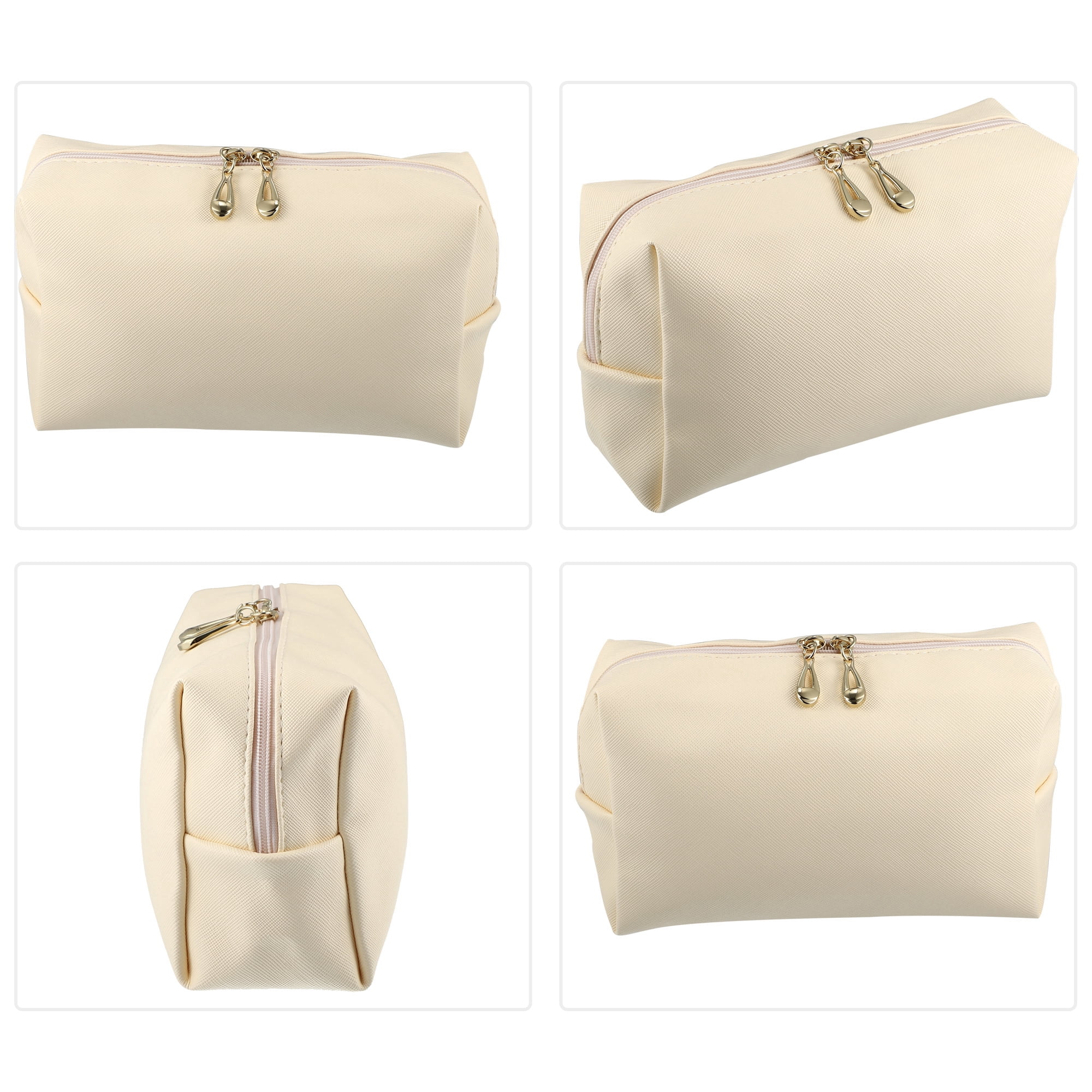 Unique Bargains Floral Makeup Bag Zipper Flower Cosmetic Pouch Beige