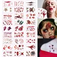 thumbnail image 1 of 27 Sheets Halloween Temporary Tattoo Horrible Realistic Body Scar Tattoo Sticker, 1 of 8