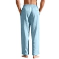 thumbnail image 3 of Zimjoy Men's Casual Pants Loose Straight Bamboo Linen Trousers Elastic Waist Drawstring Summer Lounge Pants, Light Blue 2XL, 3 of 4