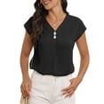 thumbnail image 2 of Cueply Womens Summer Tops Short Sleeve V Neck Dressy Casual Chiffon Blouses T Shirts Tops, 2 of 6