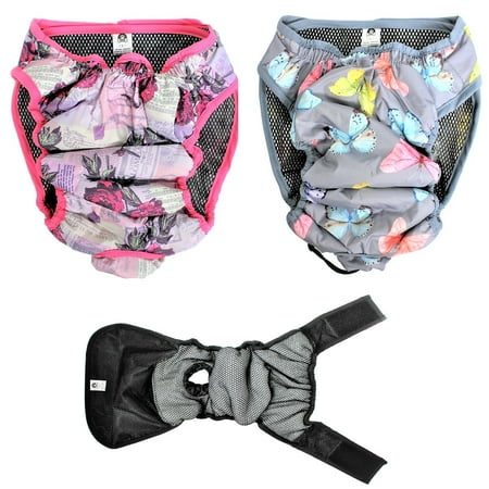 Cat Dog Diaper PACK - 2 Colors WATERPROOF Cat Dog Diapers Female WASHABLE Reusable ABSORBENT Pad sz XXS (waist 8