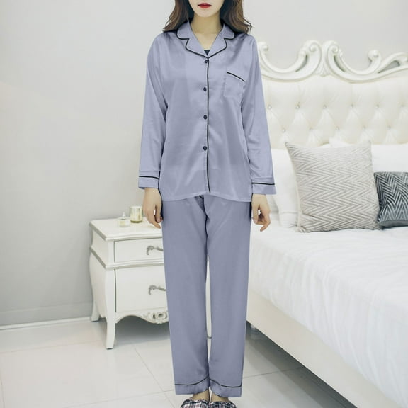 YUNAFFT Womens Soild Long Sleeve Two-Piece Sleepwear Loungewear Pajama Sets Pajama home service suit