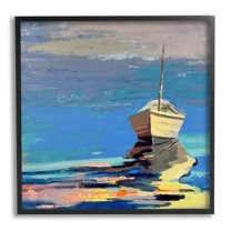 Stupell Industries Cozy Fishing Boat Impressionist Sunset Painting,17 x 30, Design by Beth A. Forst