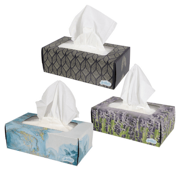 NS Scotties Facial Tissue Paper 128 Sheets Box Ultra Soft & Absorbent 2-Ply Tissues Hypoallergenic No Irritating Scents Made for Everyday Comfort Face & Body Use Portable Napkin 3 Packs (Design Vary)