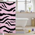 thumbnail image 3 of Manfei Minimalist Tiger Print Shower Curtain 72Wx72L, Cartoon Abstract Bathroom Curtain, Black Pink, 3 of 5