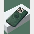 thumbnail image 2 of Designed Strong Magnetic for iPhone 12 Case Compatible with MagSafe Smooth PU Leather Slim Luxury Elegant Thin Compass Pattern Back Shockproof Anti-fall Phone Case Cover,Green, 2 of 6