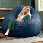 Jaxx 6-Foot Giant Bean Bag Chair, Convertible 2-in-1 Chair & Bed for Adults, Microsuede Navy