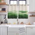 thumbnail image 2 of Green Beige Ombre Kitchen Curtains Short 54 Inch Length, Minimalist Ocean Waves Linen Grommet Top Bedroom Living Room Curtains, Light Filtering Cafe Curtain Drapes 2 Panels Set 84''x54'', 2 of 9