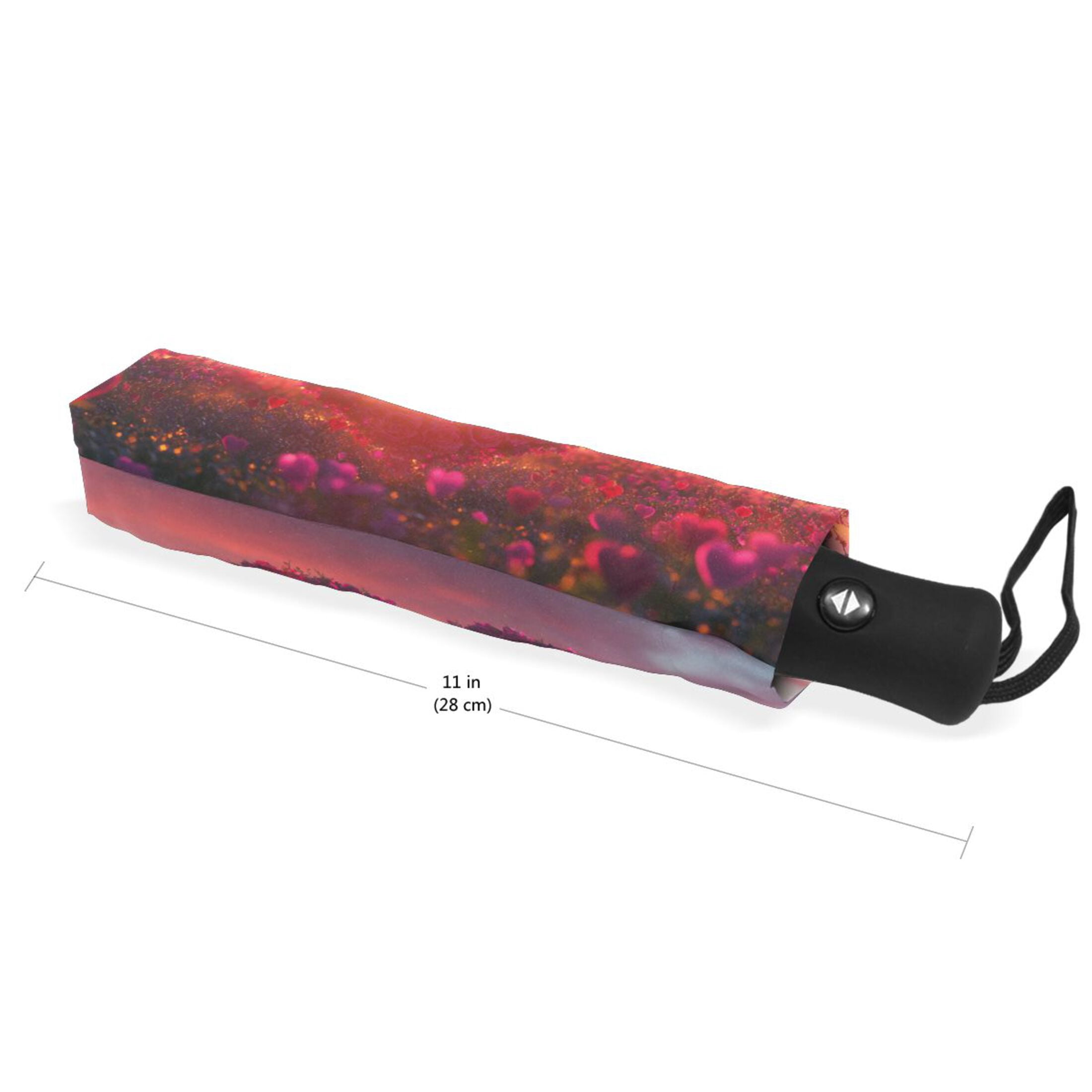 YAZAOO One-Touch Auto Open Close Rain Umbrella With Creative Heart Shaped Rose Pattern