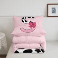 thumbnail image 5 of Erosebridal Monogrammed Letter Bedding Twin Comforter Set,Cattle Print Down Comforter,Lightweight Reversible Bedding Sets Twin with Comforter,Pink Bow Tie Decoration,3pcs, 5 of 8
