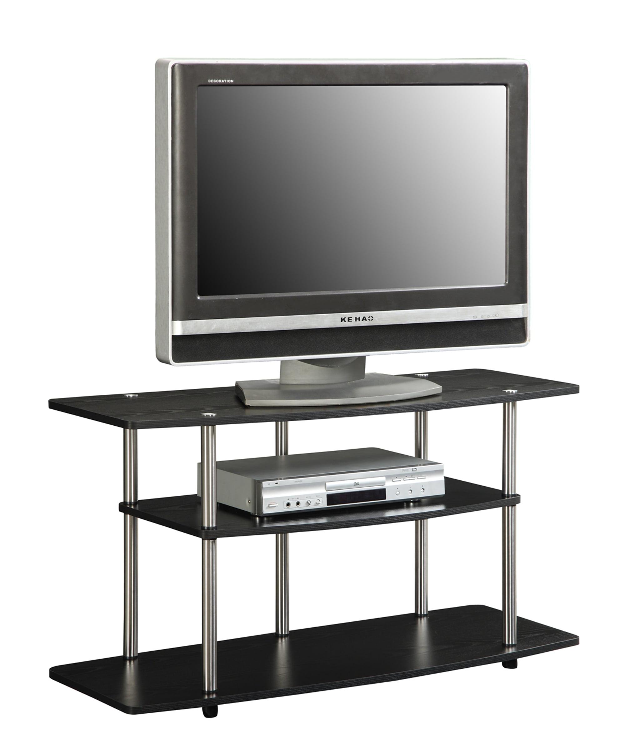 Convenience Concepts Designs2Go No Tools 3 Tier Wide TV Stand for TVs up to 46", Black