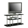 Convenience Concepts Designs2Go 3 Tier Wide TV Stand, Black/Silver Poles