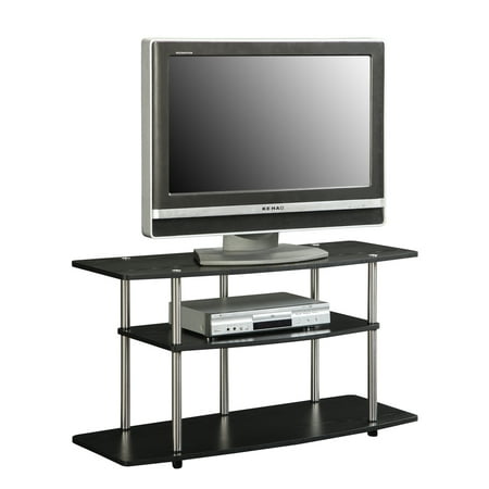 Convenience Concepts Designs2Go 3 Tier Wide TV Stand, Black/Silver Poles