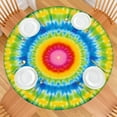 thumbnail image 2 of Rainbow Tie Dye Mandala Pattern Round Fitted Tablecloth with Elastic Edge,Dining Table Cover Waterproof,Outdoor Round Tablecloth for Camping,Dining,Indoor and Outdoor, 2 of 7