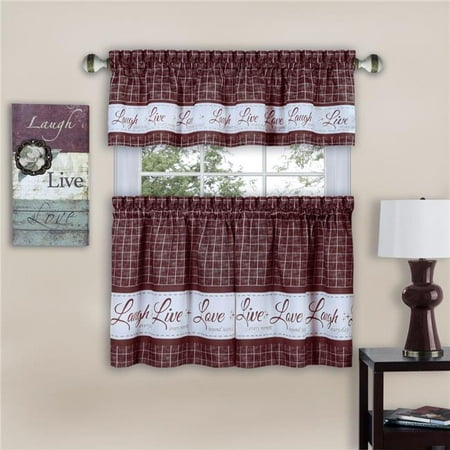 Laugh Window Curtain Tier Pair Valance Set 44 Burgundy Window Curtain Tier Pair Valance Set