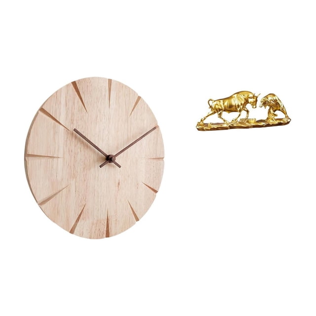Reloj de pared redondo de madera y resina, estatua, figura decorativa de escritorio, ideal para el hogar, la oficina, regalo de 30 cm.