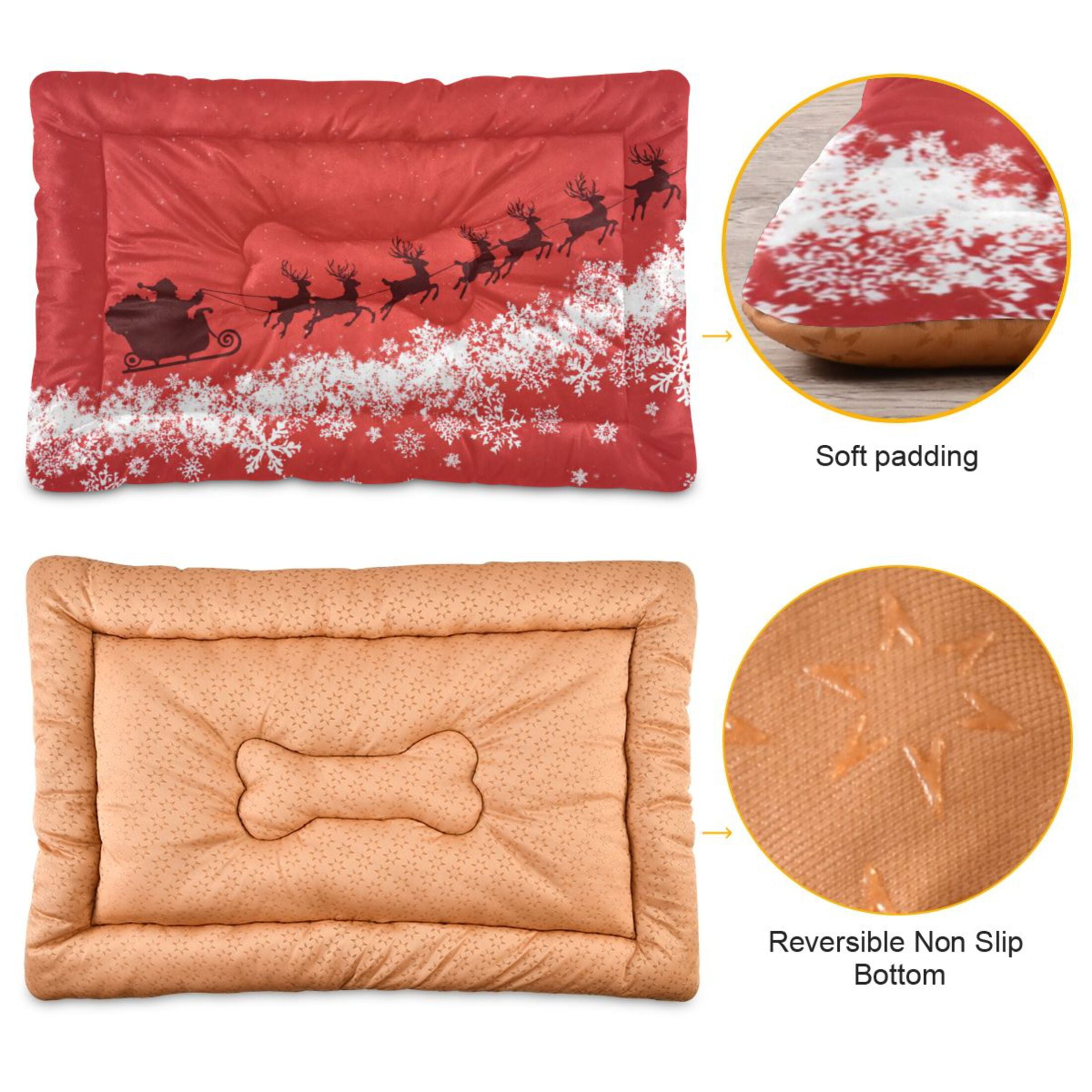 Cozy Mat Pet Bed Indoor Outdoor Warm Soft For Cat Dog Puppy(S/M) Santa Claus in His Sleigh