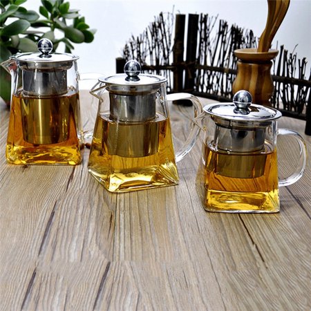 Square Glass Teapot with Stainless Steel InfuserGlass Tea Pots 12/18/25