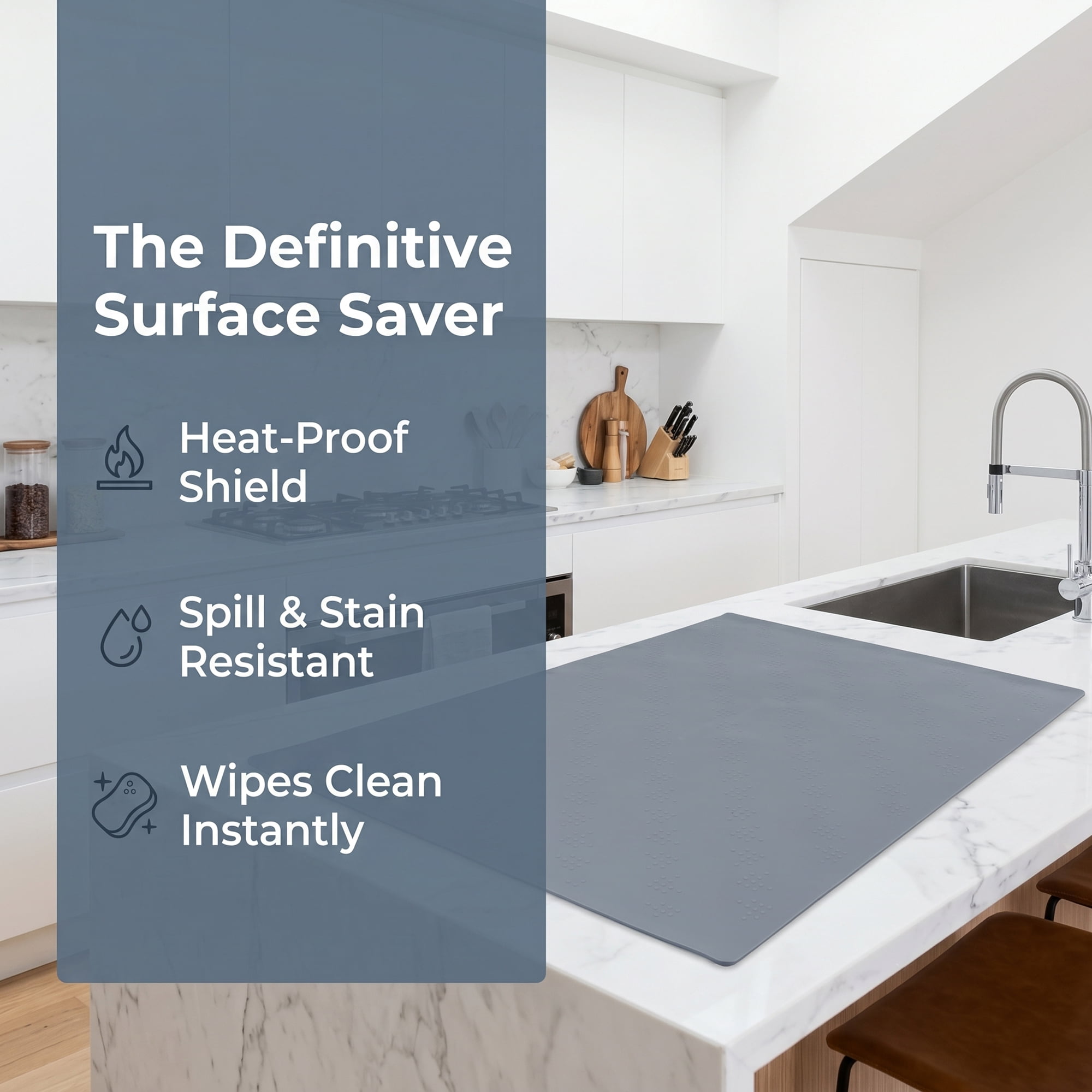 Unique Bargains Silicone Heat Resistant Countertop Protector Pad Mat Dark Gray 35.4"x23.6"