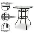 thumbnail image 5 of Ktaxon 31 Inch Patio Bar Table, Square Outdoor Bar Height Bistro Table with Tempered Glass Tabletop & Umbrella Hole, Outdoor Cocktail Table for Patio Yard Poolside, Black, 5 of 7