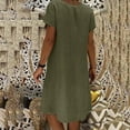 thumbnail image 5 of Akafmk Summer Dresses for Women Casual Dresses,Solid Color V-Neck Short Dress Short Sleeve Mini Dresses Cotton Linen A Line Beach Sundress, 5 of 5