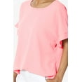 thumbnail image 5 of Women's PLUS Lightweight Woven Dolman Short Sleeve Boat Neck Relaxed Blouse Basic Top, 5 of 7