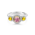 thumbnail image 2 of Gem Stone King 0.84 Ct Pink Lab Grown Diamond Yellow Sapphire 925 Silver and 10K Yellow Gold 3 Stone Women Engagement Ring, 2 of 3