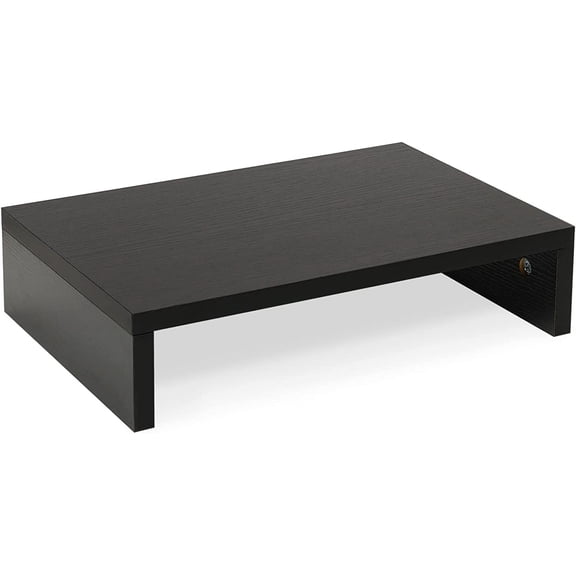 TEAMIX Black Monitor Stand Riser, Wood Desk Organizer for Laptop & Computer