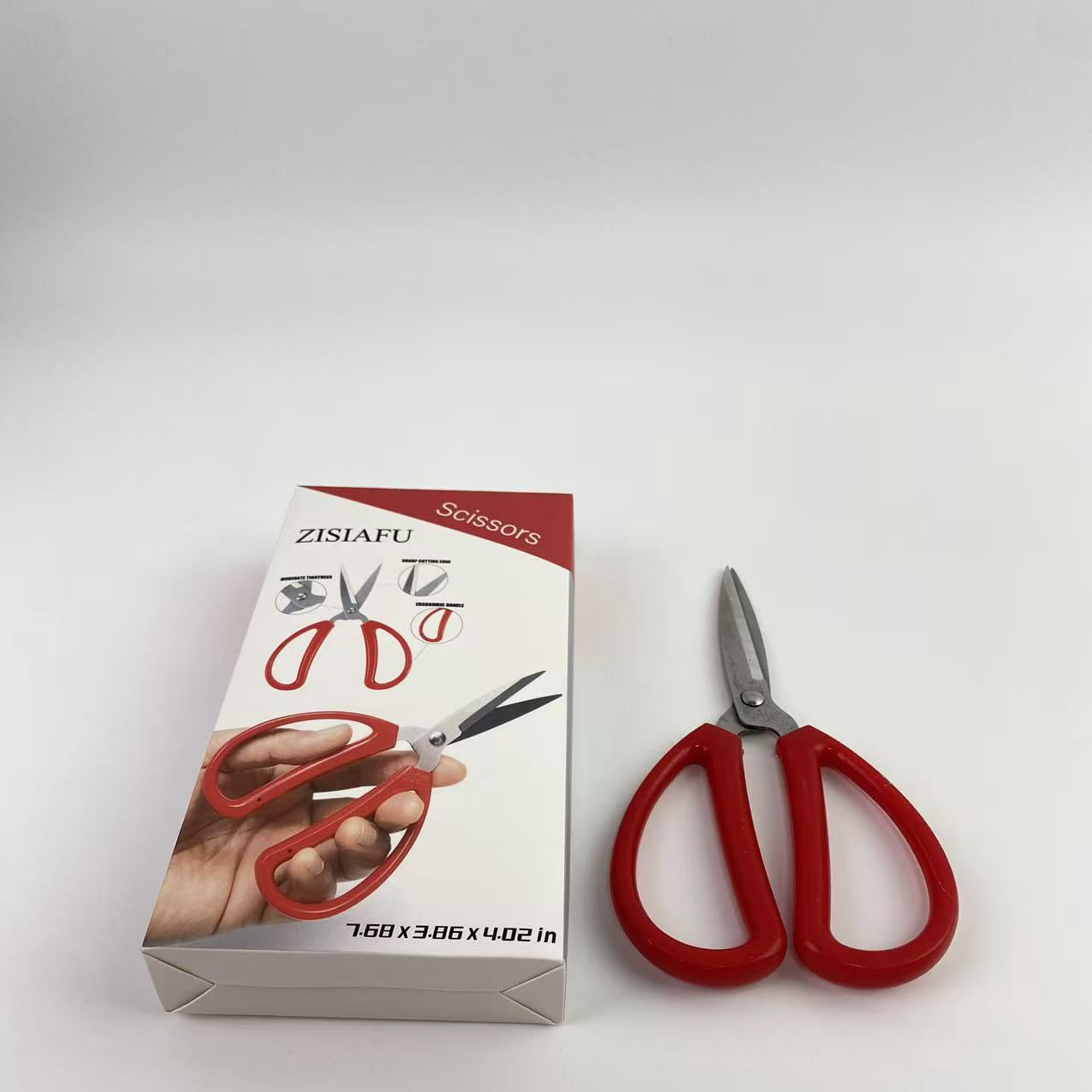 ZISIAFU Scissors,Multi-Purpose Perfect for Cutting Stainless Steel Sharp Scissors with Red Handle for Home Use Arts Crafts